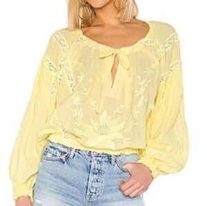 Free People Yellow Boho Top S
